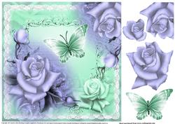 Beautiful Mint Butterfly and Roses