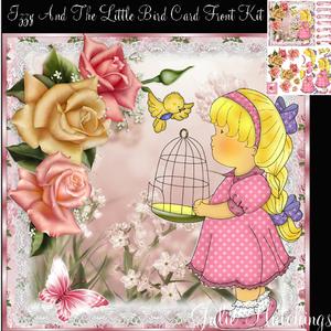 Cute Izzy and the Little Bird Card Front Kit