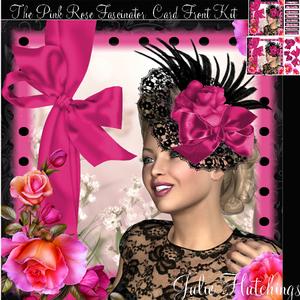 The Pink Rose Fascinator Card Front Kit