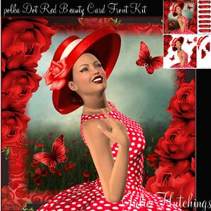 Retro Polka Dot Red Dress Beauty Card Front Kit