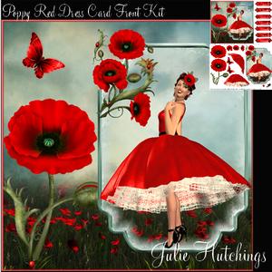 Poppy Red Dress Card Front Kit