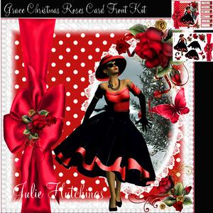 Grace Christmas Roses Card Front Kit