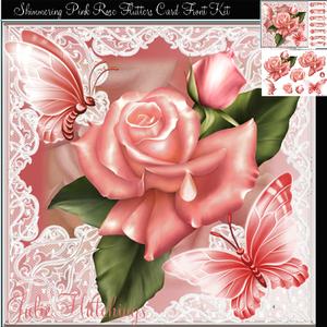 Beautiful Shimmering Rose and Flutters Card Front Kit