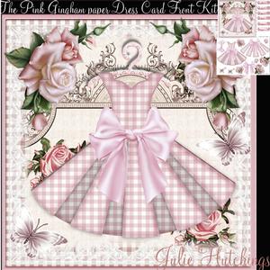 The Pink Gingham Paper Dress Card Front Kit