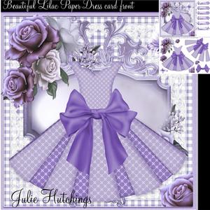 Beautiful Lilac Paper Dress Card Front Kit