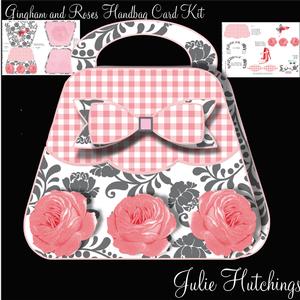 Gingham and Roses Handbag Shaped Card Kit