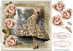 Beautiful Black Lace Dress and Pink Roses