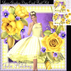 Lemon Gingham Dress and Roses Card Front Kit