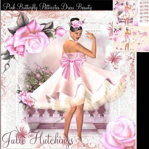 Beautiful Pink Butterfly Petticoat Dress Beauty Card Front