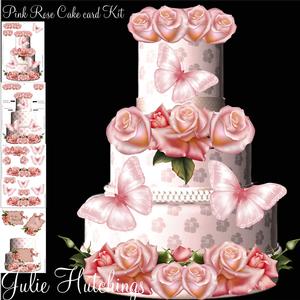 Gorgeous Pink Rose Cake Shaped Card Kit