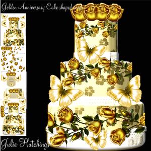 Beautiful Golden Wedding Anniversary Cake Kit