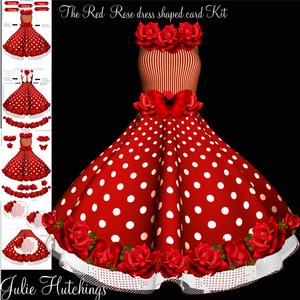 Beautiful Red Rose Dress Shaped Card Kit