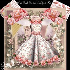 Step Back in Time Floral Dress Card Front Kit