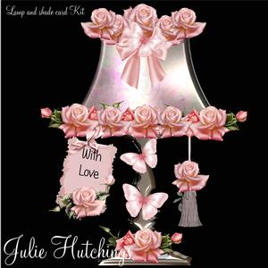 Beautiful Pink Rose Lamp and Shade Card Kit