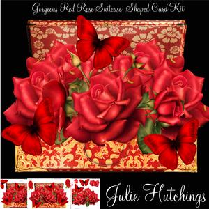 Beautiful Red Rose Suitcase Shaped Card Kit