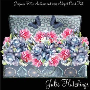 Gorgeous Retro Style Suitcase and Roses Shaped Card