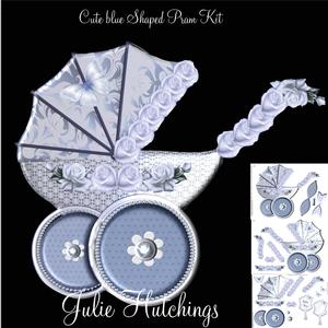 Beautiful Blue Shaped Pram Card Kit