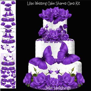 Beautiful Lilac Rose Wedding Cake Shaped Card Kit