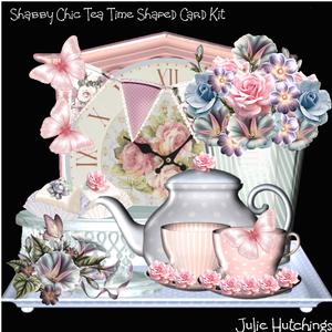 Shabby Chic Tea Time Shaped Card Kit