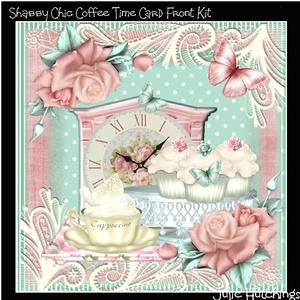 Shabby Chic Coffee Time Card Front Kit