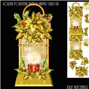 Golden Poinsettia Lantern Shaped Card