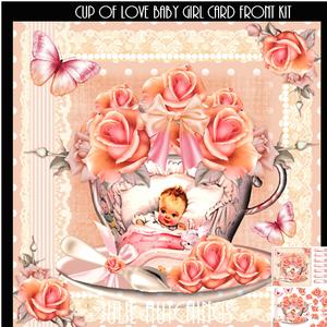 Beautiful Baby Girl Cup Card Front Kit