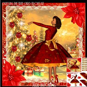 Retro Style Dressing the Tree Card Front Kit