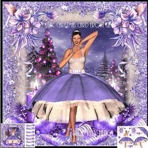 Beautiful Lilac Christmas Time Card Front Kit