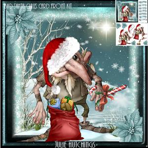 Bad Santa Claus Card Front Kit