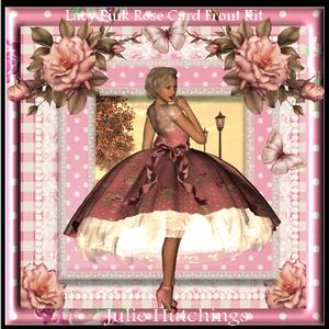 Lacy Pink Rose Card Front Kit