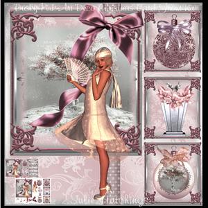 Dusky Pink Deco Christmas Card Front Kit