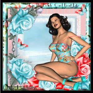 Gorgeous Pin Up Style on the Beach Card Front Kit