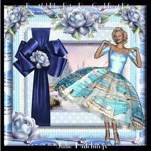 Beautiful Retro Rose Blue Card Front Kit
