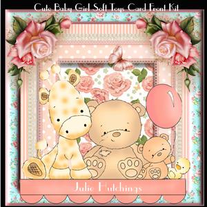 Cute Soft Animals Baby Girl Card Front Kit