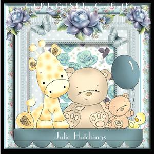 Cute Soft Animals Baby Boy Card Front Kit