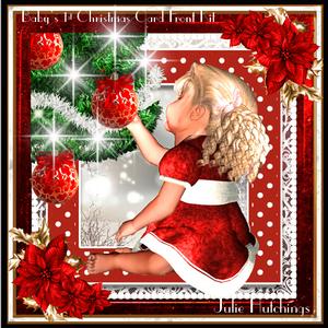 Baby Girl's 1st Christmas Card Front Kit