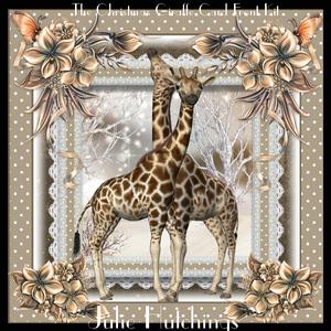The Christmas Giraffes Card Front Kit