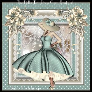 The Beautiful Teal Polka Dot Christmas Dress Card Front