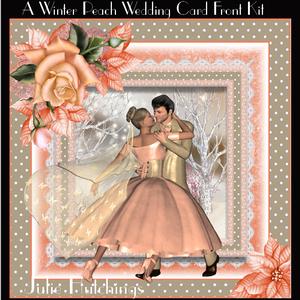 A Peach Winter Wedding Card Front Kit