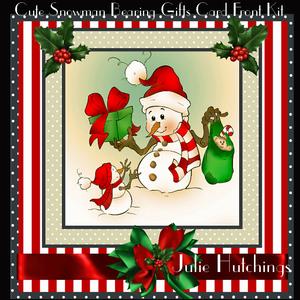 Snowman Bearing Gifts Card Front Kit