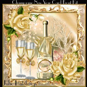 Champagne Happy New Year Card Front Kit