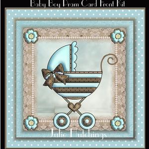 Baby Boy Pram Card Front Kit