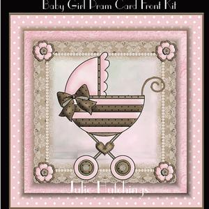 Baby Girl Pram Card Front Kit