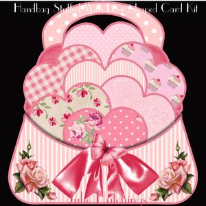 Pink Hearts Stuffed with Love Handbag Shaped Card Kit
