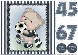 Kick Off Ted Card Topper Age 4-7