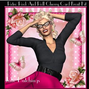 Retro Rock and Roll Cherry Card Front Kit