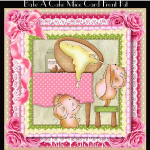 Bake a Cake Mice Card Front Kit
