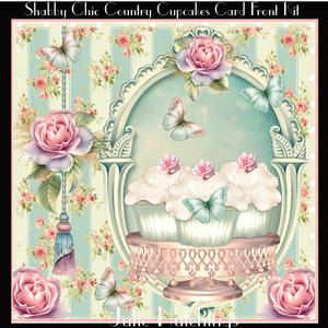 Shabby Chic Countryside Cupcakes Card Front Kit