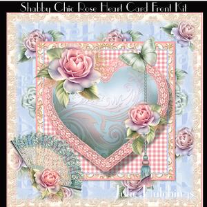 Shabby Chic Rose Heart Card Front Kit with Insert