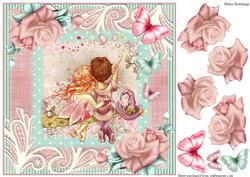 Cute Fairy Cuddles Card Topper